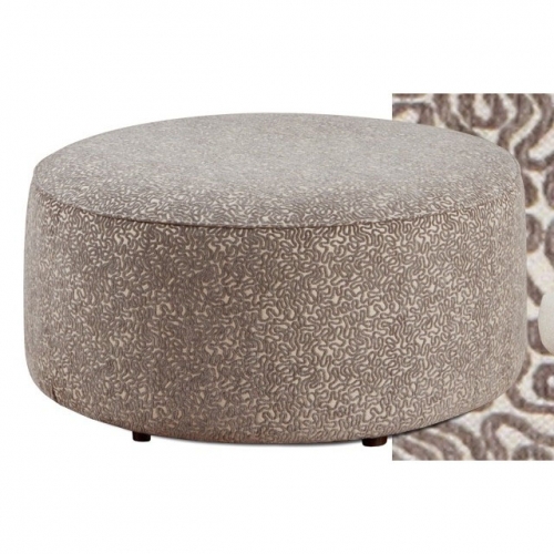 39" Round Cocktail Ottoman in Cannon Cobblestone Pattern Fabric